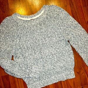 Free People Women’s M Black White Marled Sweater Cotton Linen Blend